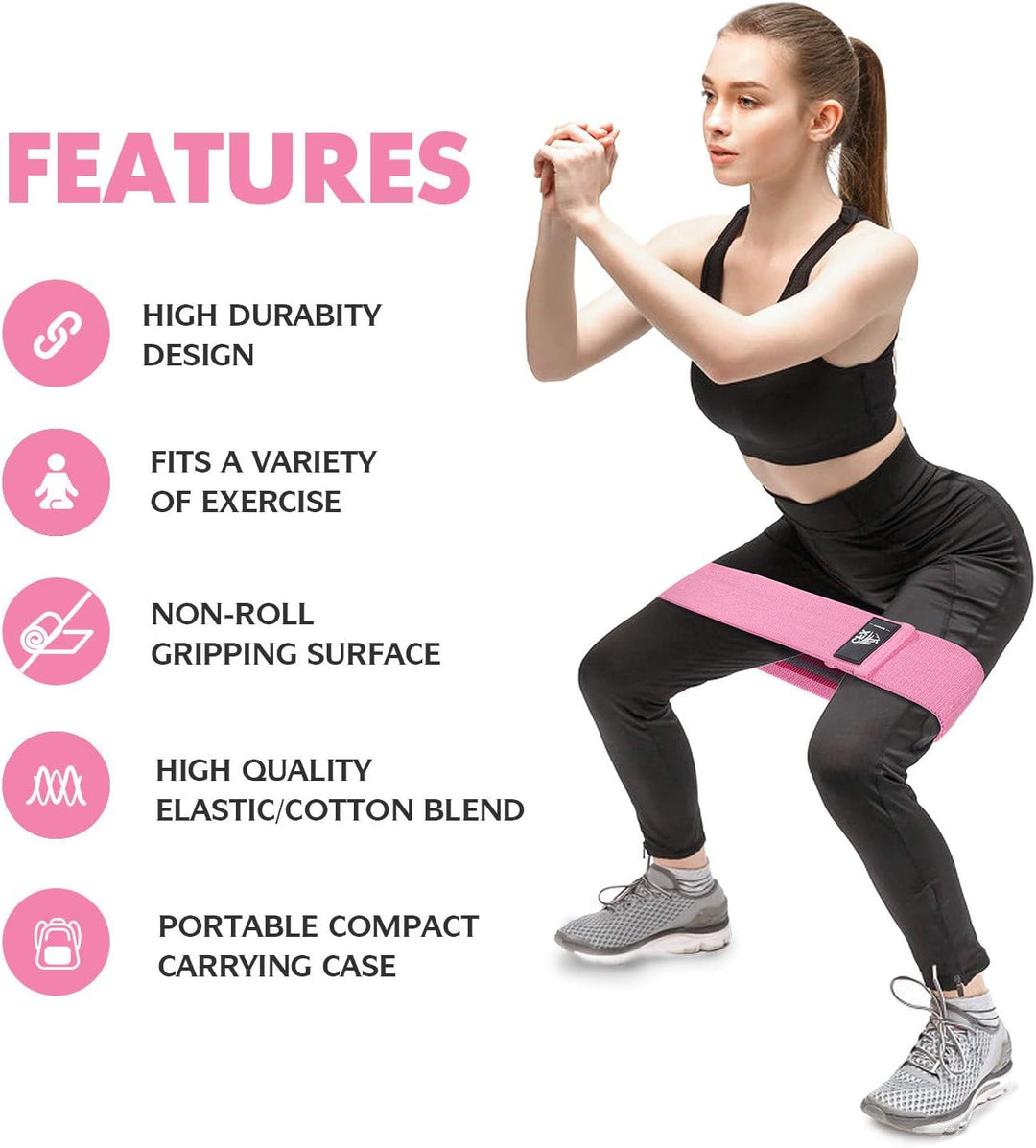 CFX Resistance Hip Bands, Fitnessbänder Set Yogagurt in 3 Zugkraftstärken Trainingsband Yogaband ALS