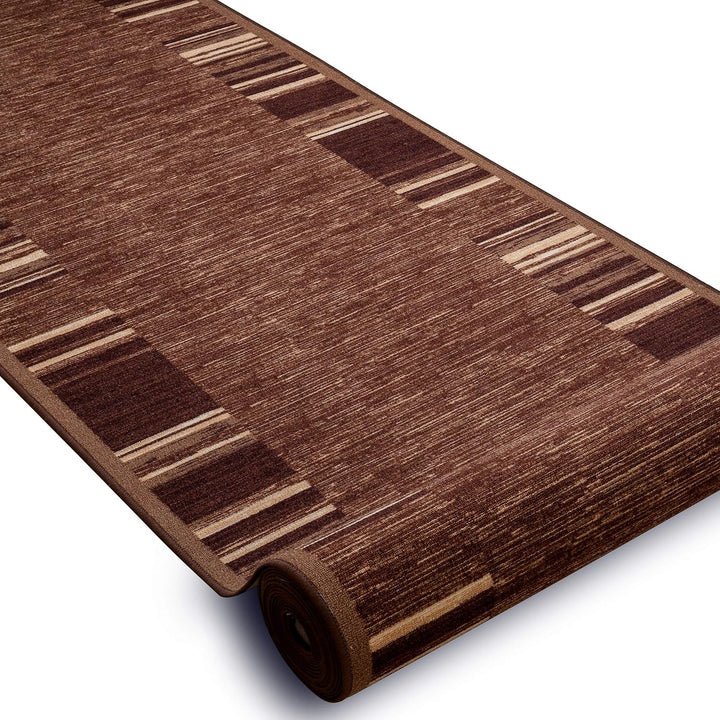 rugsx Antirutsch Teppichläufer Adagio braun - moderner Kurzflor für Küche, Flur & Wohnzimmer, Meterw