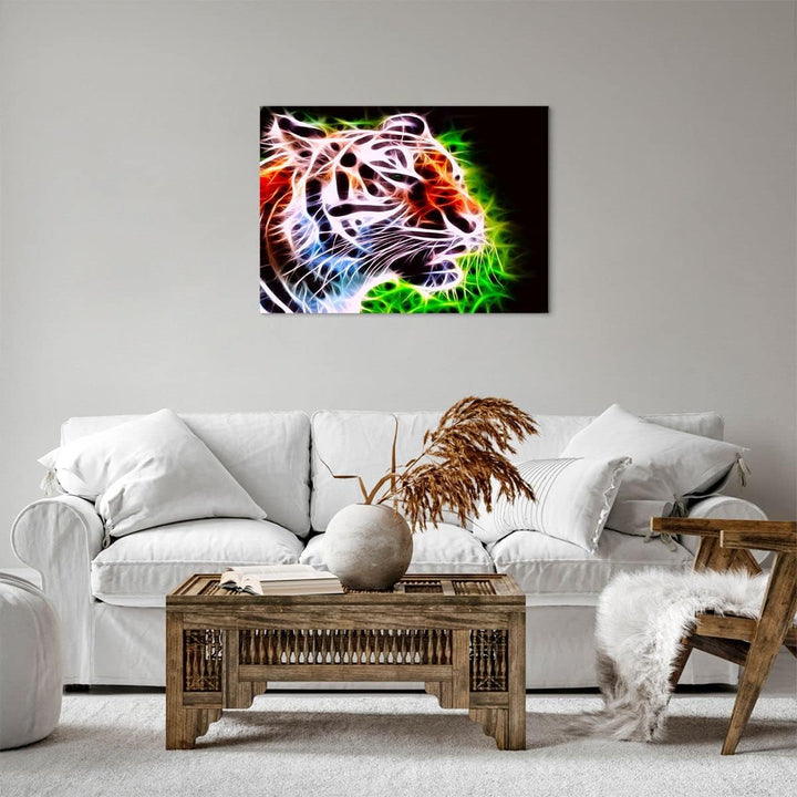 Bilder auf Leinwand Afrika aggression tiere tiger Leinwandbild 70x50cm Wandbilder Dekoration Wohnzim