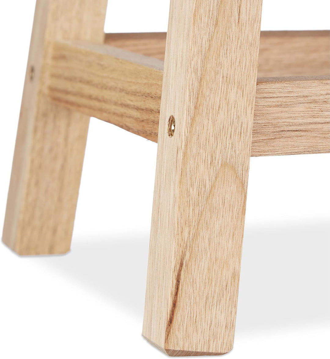 Relaxdays Tritthocker Holz, Fussbank aus Naturholz, niedriger Blumenhocker für Töpfe, HBT: 25,5 x 29