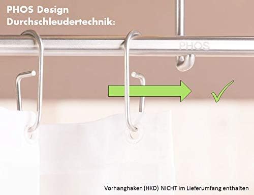 PHOS Edelstahl Design, DSE950, L-Form 95 x 95 cm Duschvorhangstange, Deckenträger einkürzbar, echter