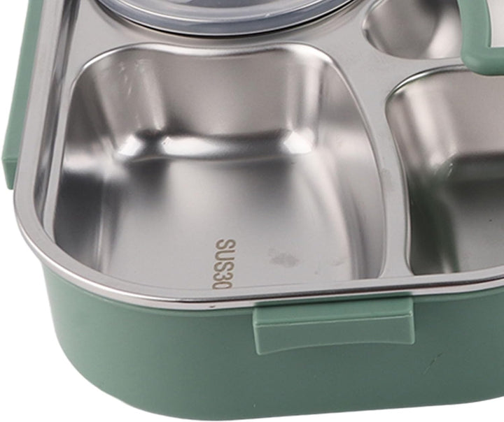 Lunchbox aus Edelstahl mit 4 Gittern, Box, Auslaufsichere Metallboxen, Tragbarer Lebensmittelaufbewa
