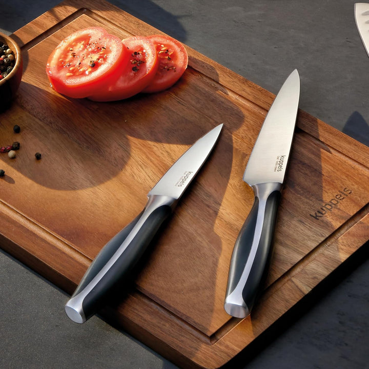 Kuppels Chef Küchenmesser Set 3-teilig | Allzweckmesser, Kochmesser & Brotmesser mit Wellenschliff |