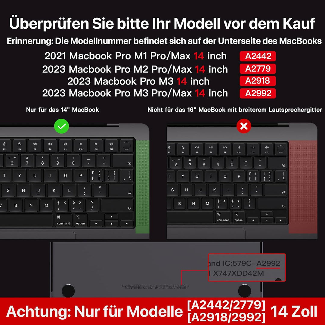 Soonjet für MacBook Pro 14 Hülle (2024-2021) M4-M1 Pro/Max Farbe Passend A3112 A3185 A3401 A2992 A29