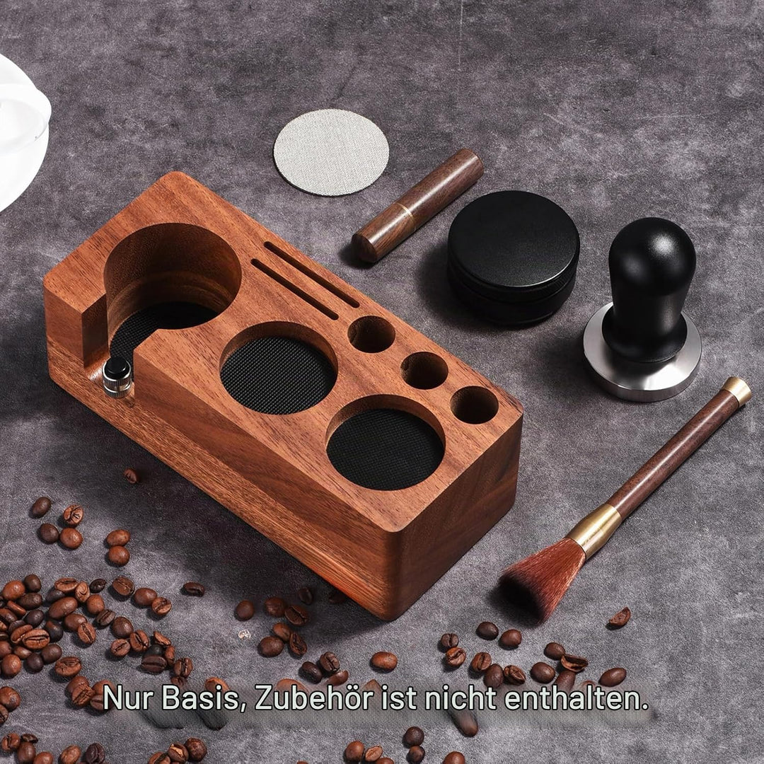 LingTing Stacja tamperowa aus Walnussholz für Filter, Espresso Tampierstation 58MM aus Massiv Nussb