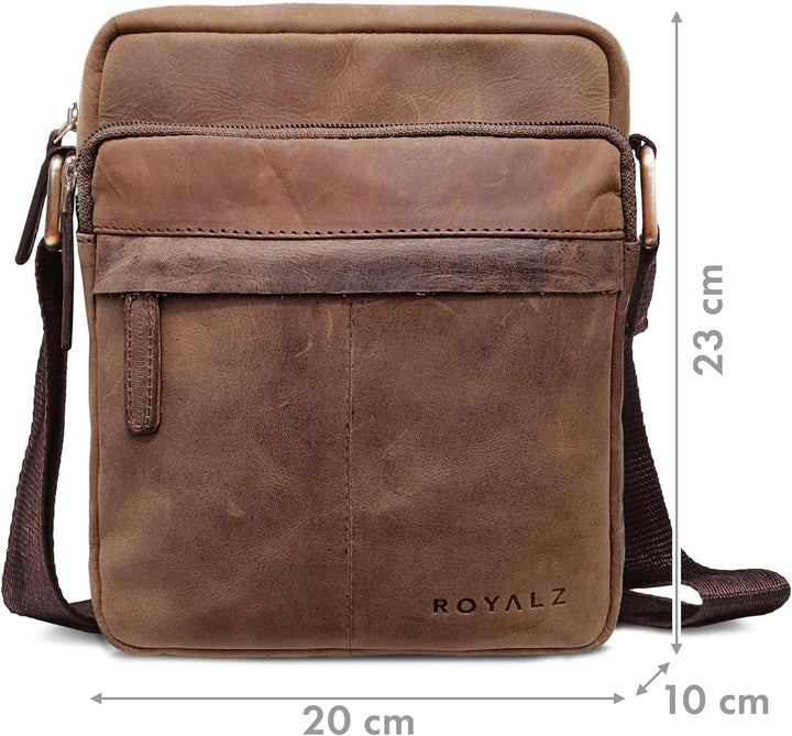 ROYALZ Echtleder Umhängetasche Herren Leder klein 'Phoenix' Moderne Vintage Schultertasche für Männe