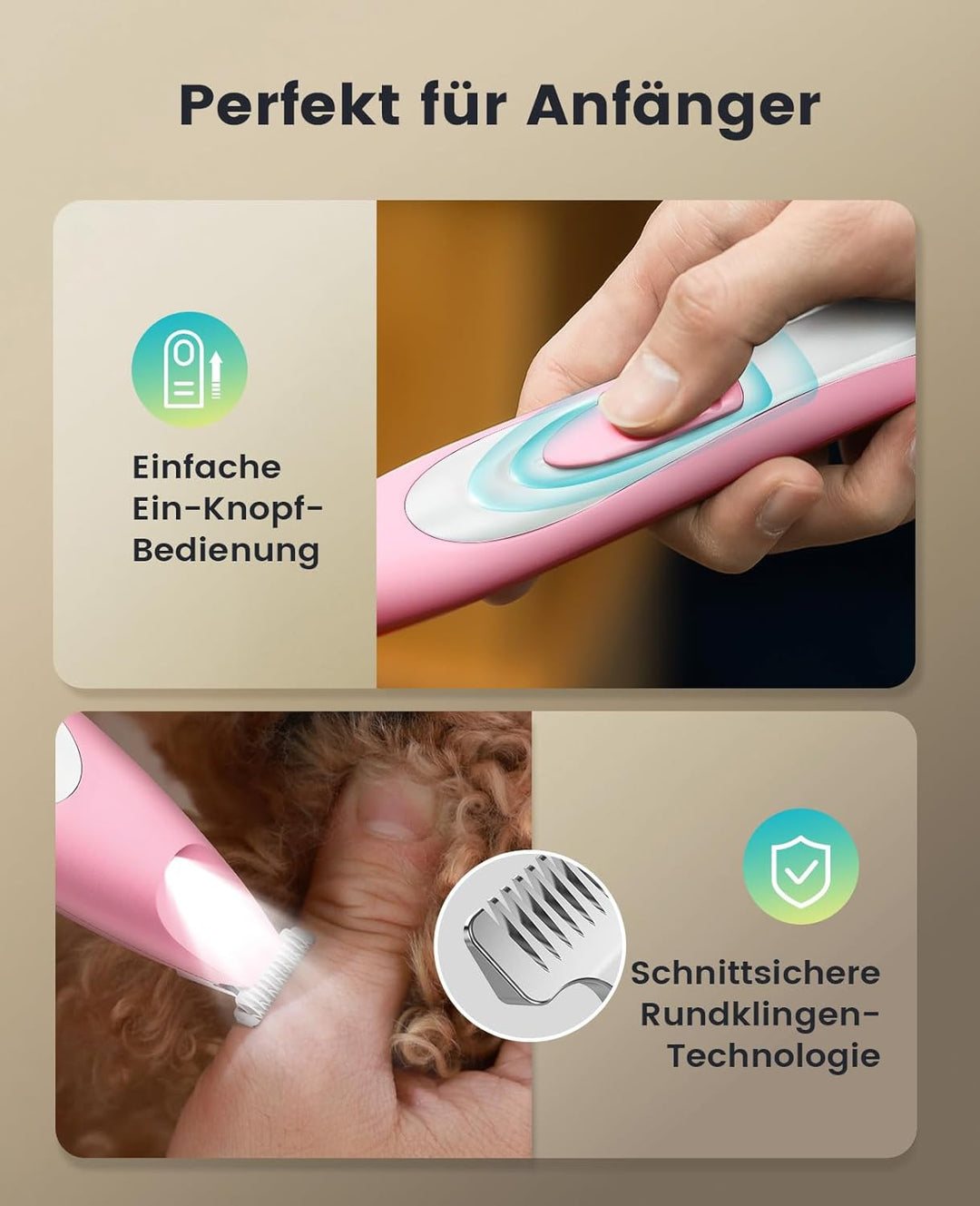 oneisall Pfotentrimmer für Hunde mit LED-Licht, Leiser Hundepfoten Trimmer Paw Trim Pro dr Pfoten, W