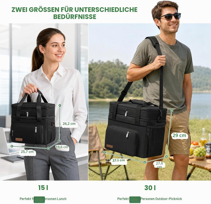 MIYCOO Kühltasche Lunchtasche für Männer und Frauen - Doppeldecker Lunchtasche, Mittagessen Tasche -