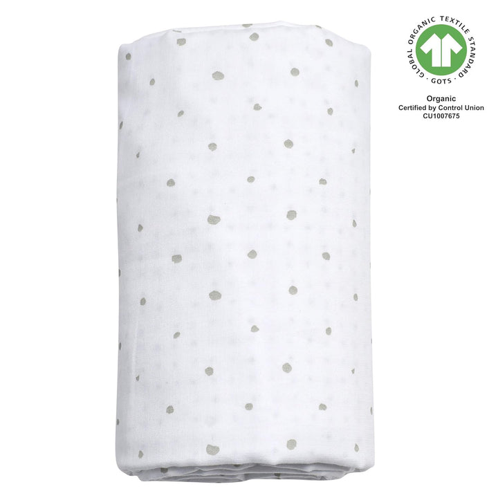 Babydecke GOTS zertifiziert aus BIO-Baumwolle, 2-lagig, 130 x 130 cm - Kleckse grau und schwarz Klec