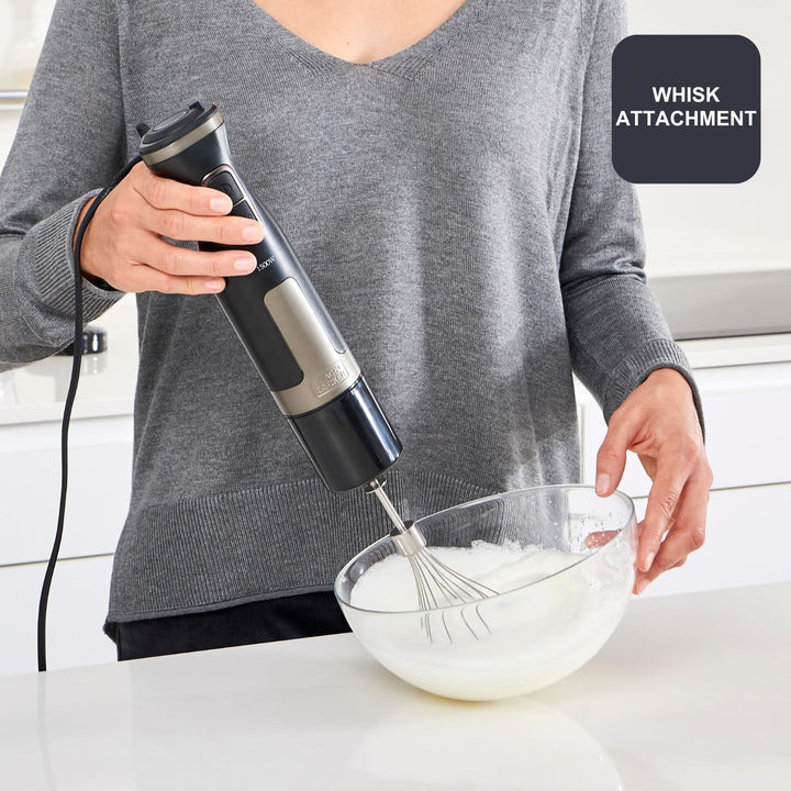Black+Decker Stabmixer | BXHBA1500E | 1500 Watt | 20 Geschwindigkeiten | Turbo | Edelstahl | Spritzs