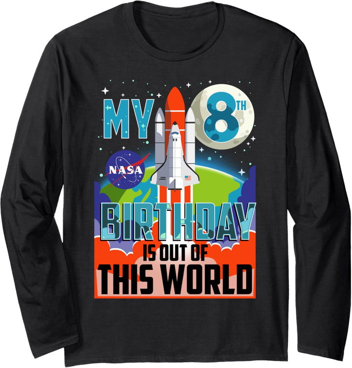 NASA My 8th Birthday Is Out Of The World Poster Langarmshirt