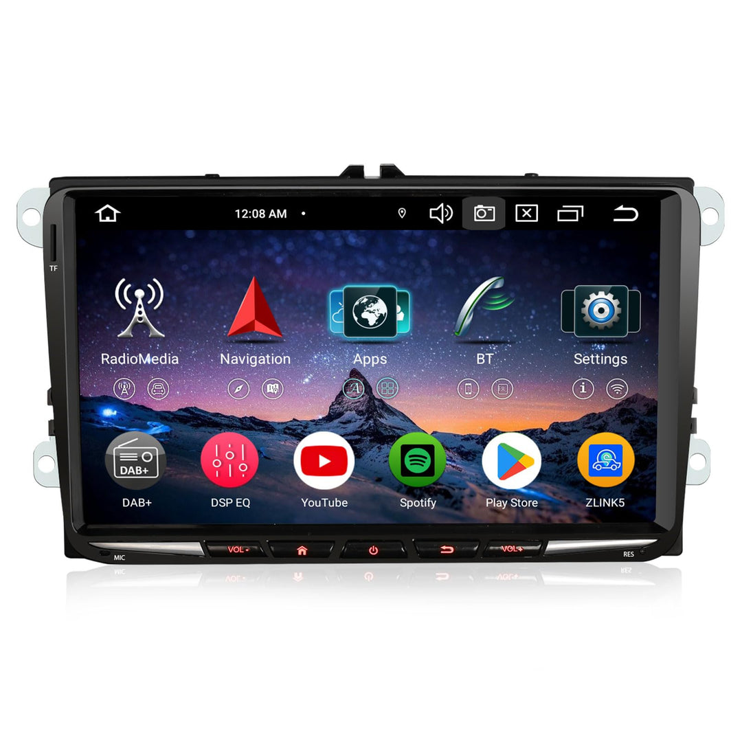 Erisin 8-Kern 4GB+64GB 9 Zoll Android 14 Autoradio Bluetooth GPS Navi für VW Polo 6R Passat B6 Golf