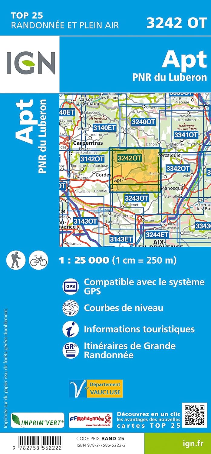 Apt PNR d.Luberon 1:25 000 (TOP 25), Karte
