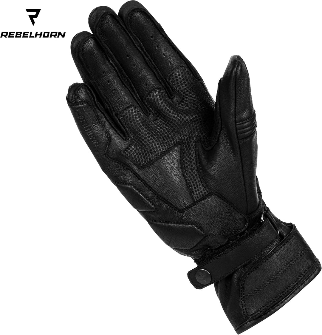 REBELHORN Runner TFL Perforiertes Ziegenleder Motorradhandschuhe Schaumstoffplatten Belüftung Touchs