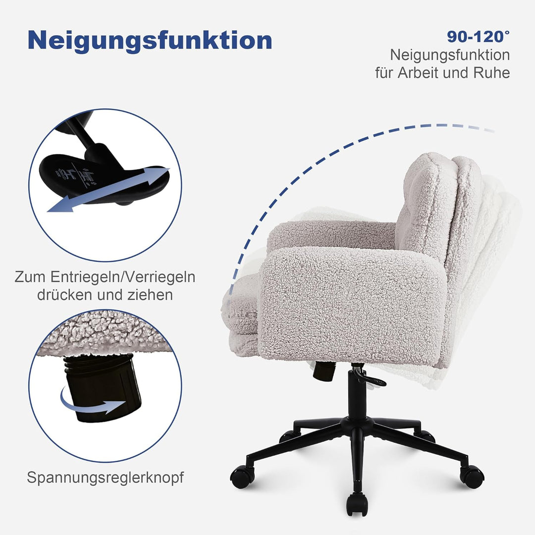 Youhauchair Schreibtischstuhl, Schminktisch Stuhl aus Kunstpelz, Bequemer Drehstuhl Schreibtisch Stu