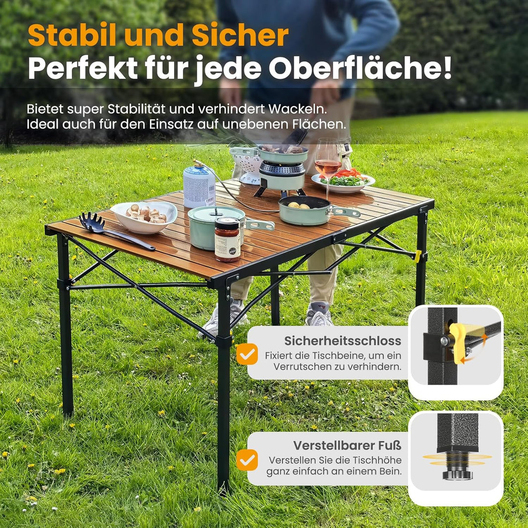 Join Nature Campingtisch Klappbar Bis 100KG mit Tragetasche Alu Klapptisch für 6 Personen - Roll Up
