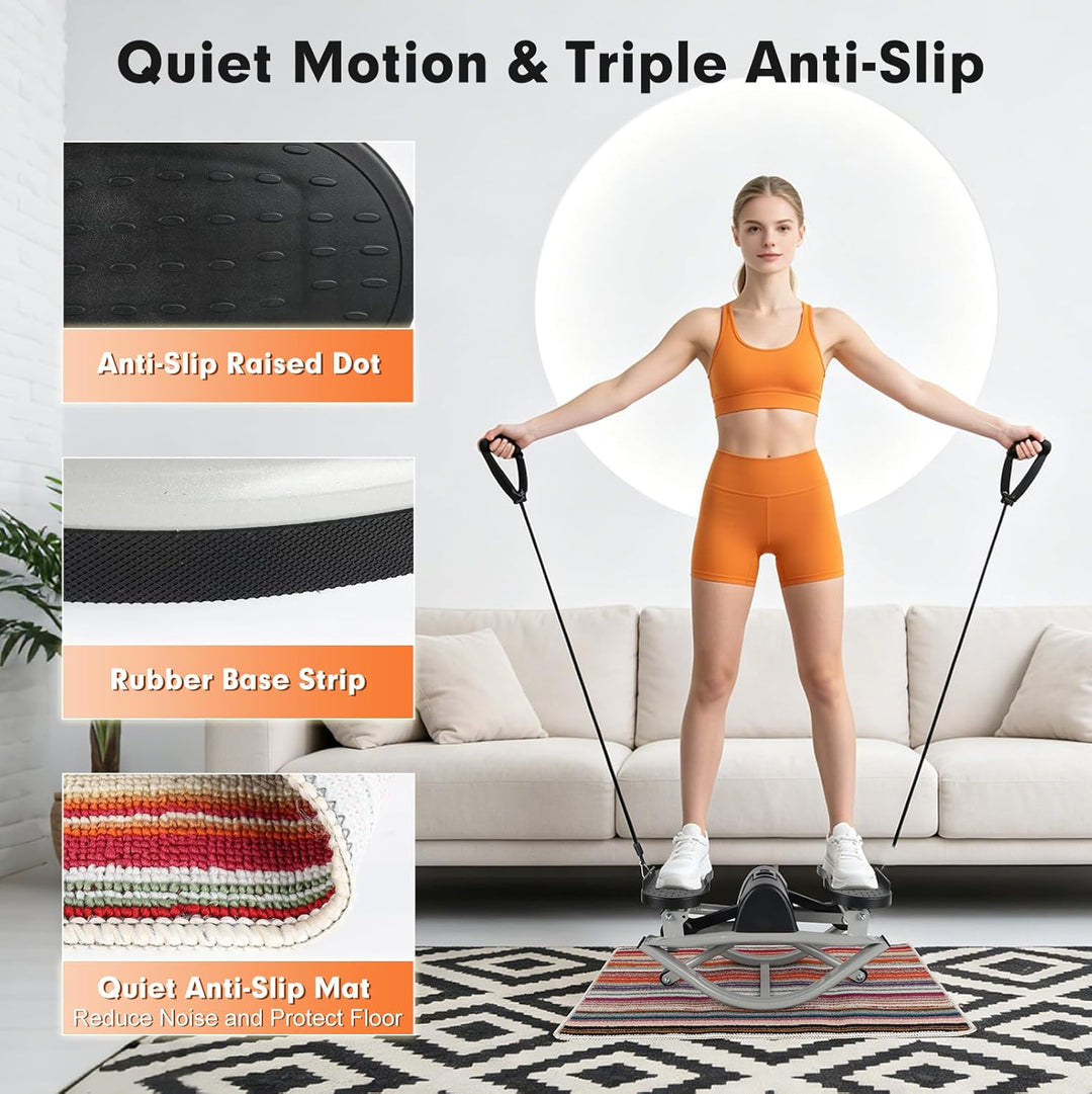 Rock Stepper Maschine, Gym Step Machine, Treppenstepper mit Zähler & elastischen Zugseilen, inklusiv