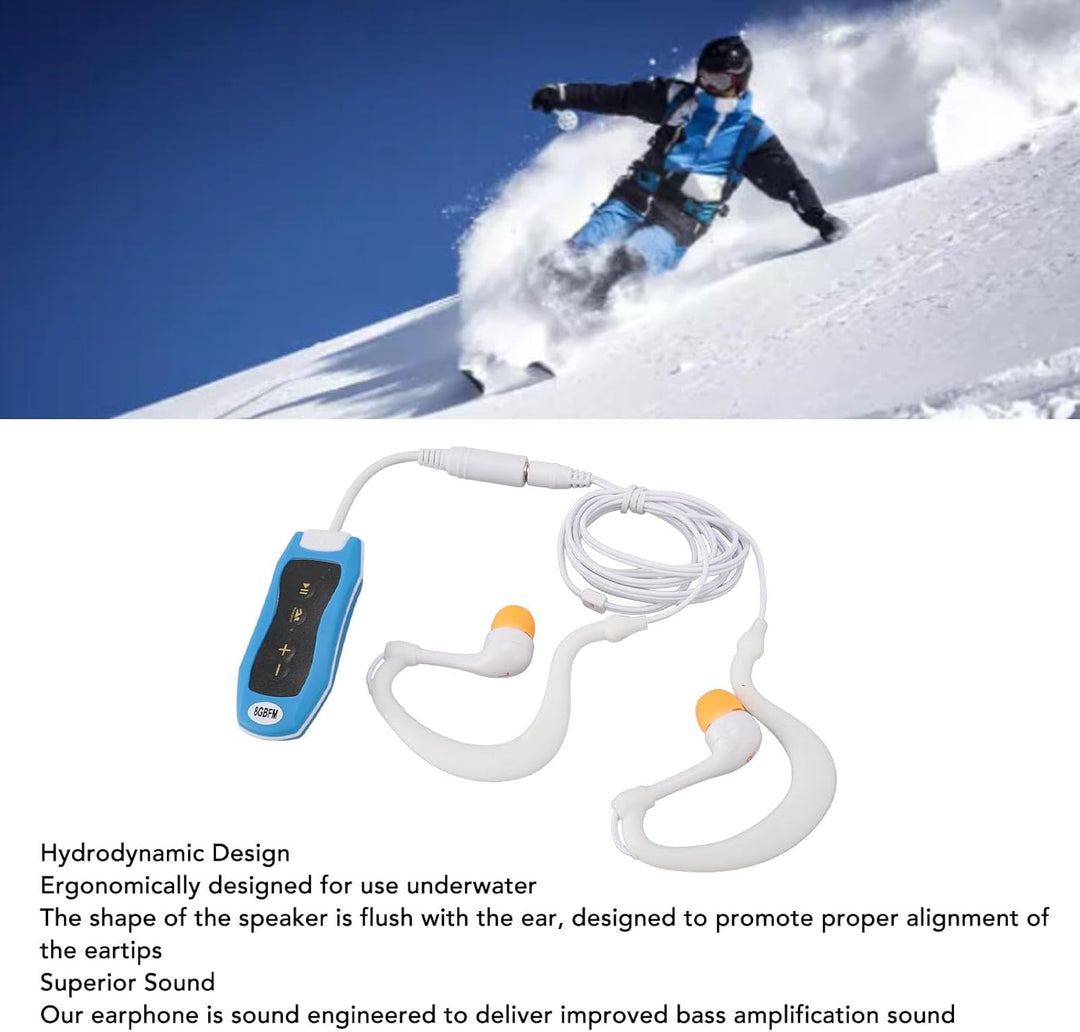 Hydrodynamischer MP3-Player mit Wasserdichtem Kopfhörer, 8 GB, Wiederaufladbarer IPX8-Musikplayer mi