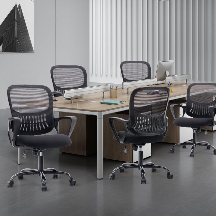 DUMOS Bürostuhl Ergonomisch Schreibtischstuhl mit Lendenwirbelstütze Verstellbaren Armlehnen Drehstu