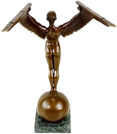 Kunst & Ambiente - Icarus Art Deco Skulptur aus Bronze - signiert Gennarelli - Mythologische Figur -