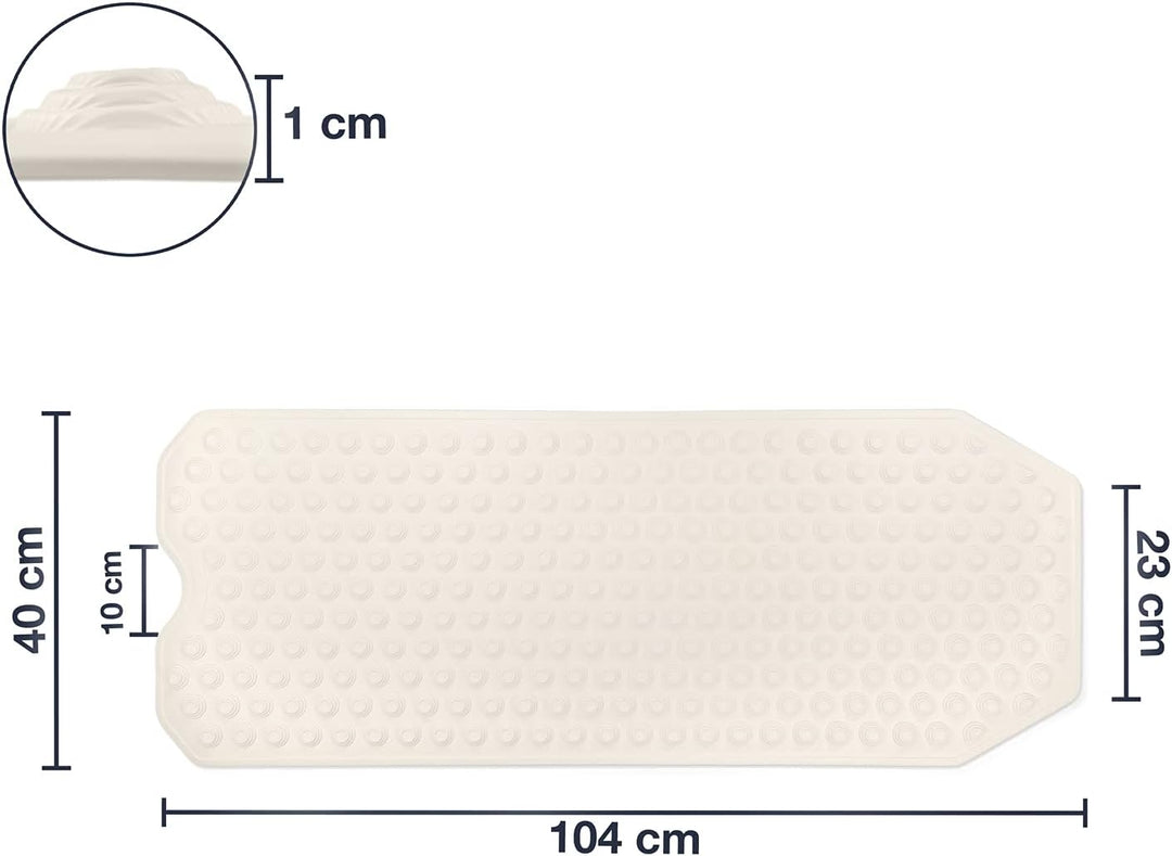 Badewannenmatte Creme: 40x104 cm - rutschfest & sehr robust - Antirutschmatte für Badewanne - waschb