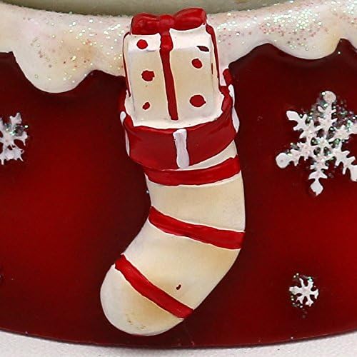 Dekohelden24 Schneekugel, Schneemann Duo, rot weiss, Masse H/B/Ø Kugel: ca. 8,5 x 7 cm/Ø 6,5 cm., 50