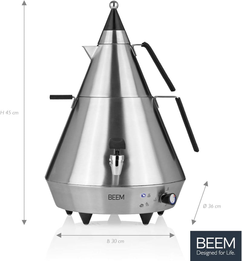 BEEM PYRAMID Samowar 4 l Teekocher Teekanne mit Sieb Energieeffizienz Ablasshahn 2500 W Privat, Hote