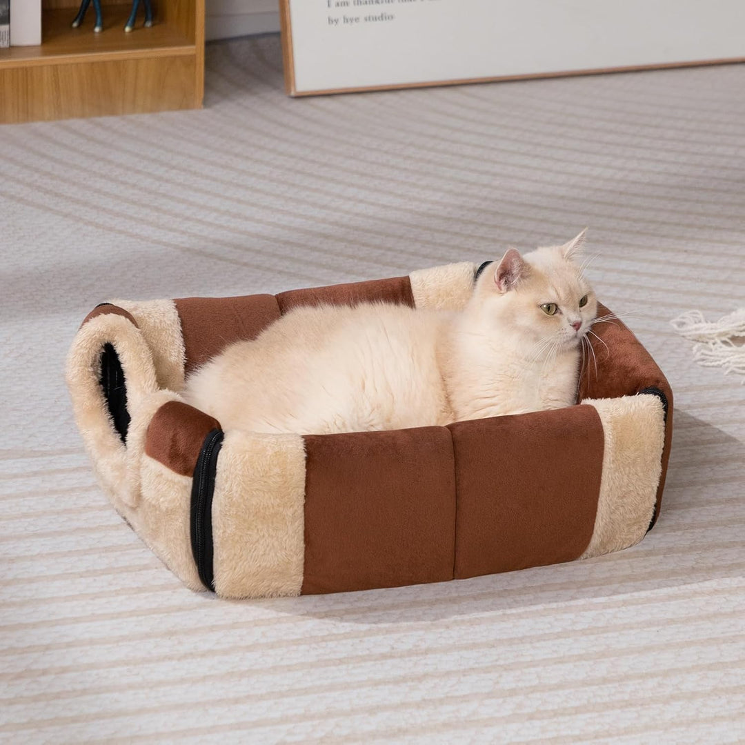 Hollypet Katzenbett Kleines Hundebett, 2-in-1 Faltbare Haustierbett für Katzen &amp; Kleine Hunde, Warme
