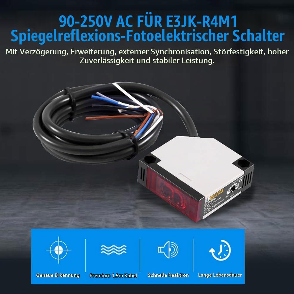 Keenso Reflexions Lichtschranke, E3JK-R4M1 Reflexions-Lichtschranke AC 90-250V 3A Lichtschranke Spie