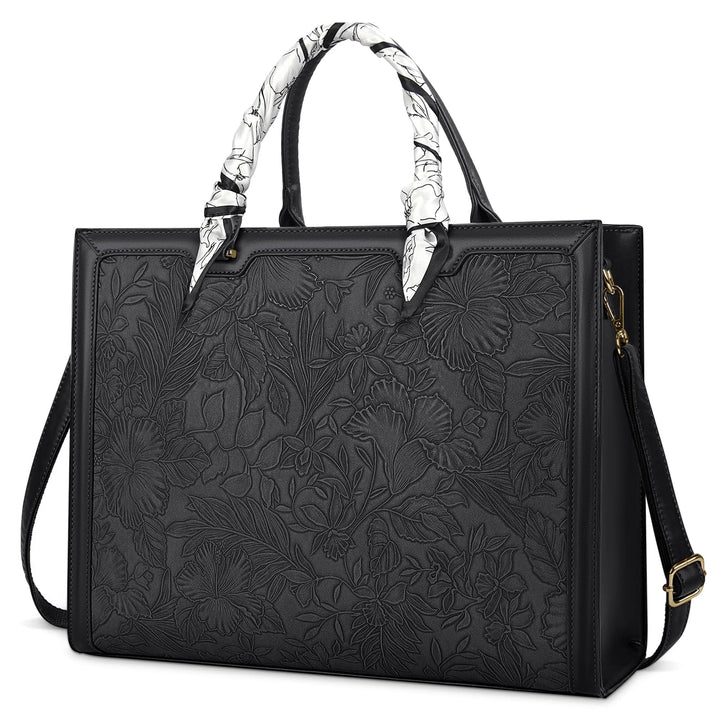 NUBILY Handtasche Damen Shopper Grosse Schwarz Leder Umhängetasche Elegant Gross Laptop Schultertasc