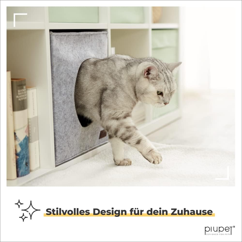 PiuPet® Katzenhöhle inkl. Kissen I Passend für z.B. IKEA® Kallax &amp; Expedit Regal I Kuschelhöhle Katz