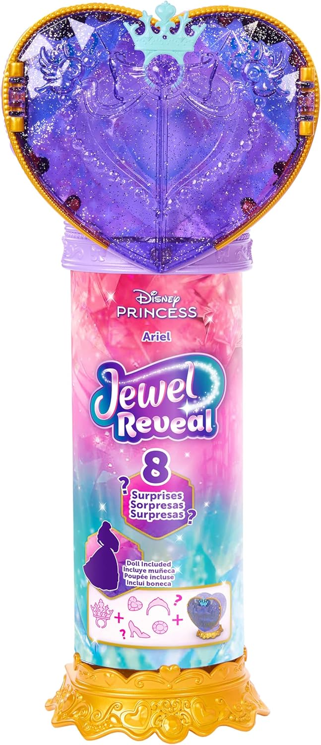 Mattel Disney Princess Arielle Modepuppe und Zubehörteile mit 8 Überraschungen, darunter herzförmige