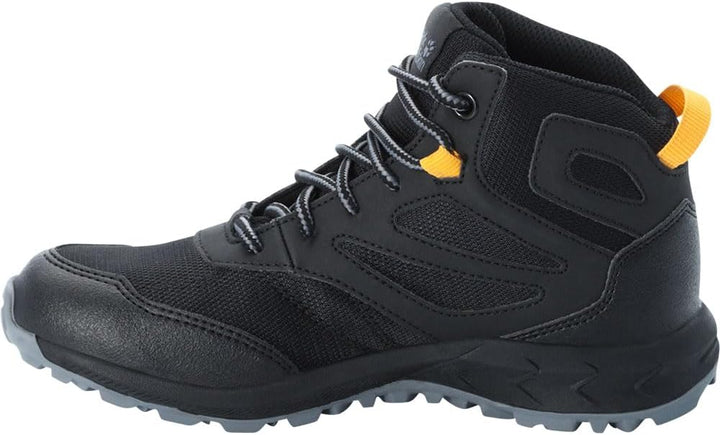 Jack Wolfskin Woodland Texapore Mid K Outdoorschuhe 30 EU Black Burly Yellow Xt, 30 EU Black Burly Y