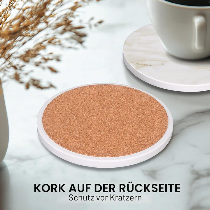 Keramik-Untersetzer im Marmor-Stil, 6 Stück, mit Halter, moderne Couchtisch-Dekoration, Getränke-Unt