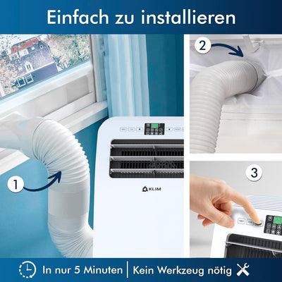 KLIM AC12000 | Leistungsstarke und Leise Mobile Klimaanlage mit 12.000 BTU + NEU 2024 + mit Integrie