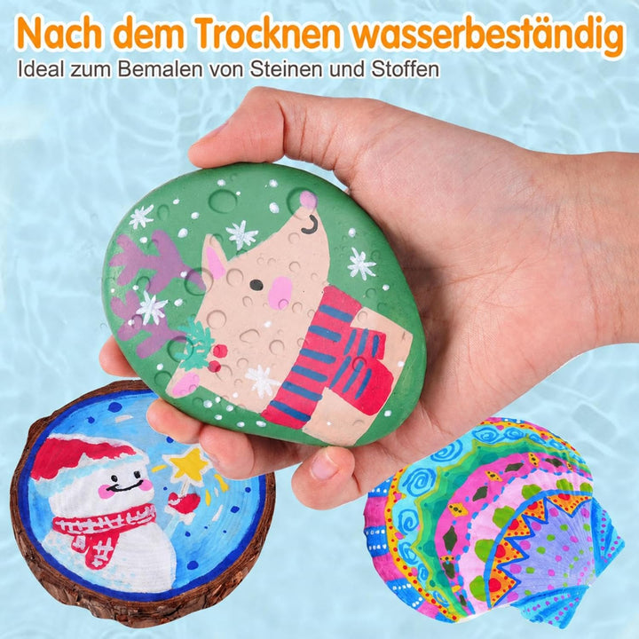 Efimeso 288 Farben Acrylstifte für Steine Wasserfest,Pinselmalstifte auf Wasserbasis Acrylic Paint M