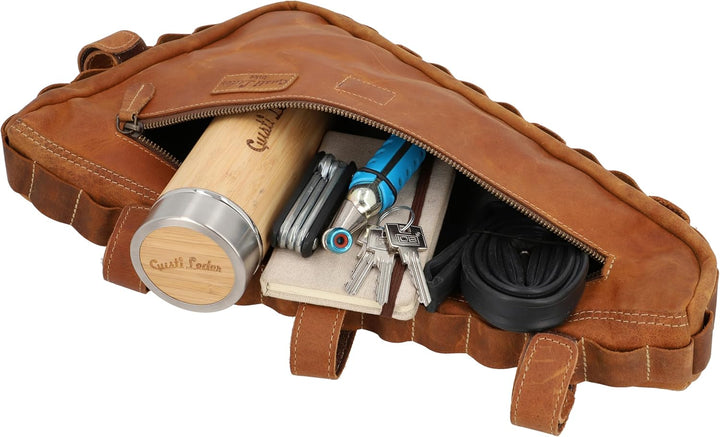 Gusti Fahrradtasche Leder - Jan U. Rahmentasche Ledertasche Radtasche Vintage Look Fahrradzubehör Br