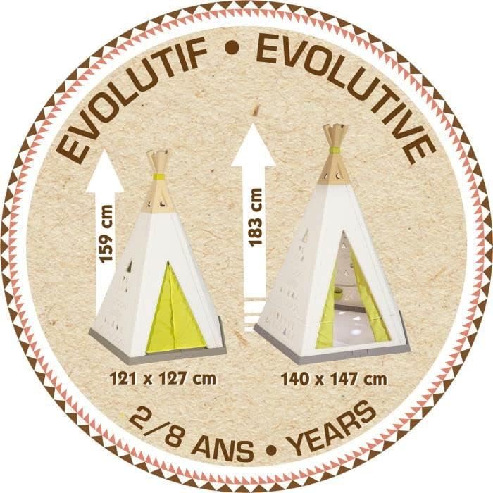 Smoby - Tipi - Spielzelt für drinnen und draussen, höhenverstellbar, pflegeleichter Kunststoff, leic