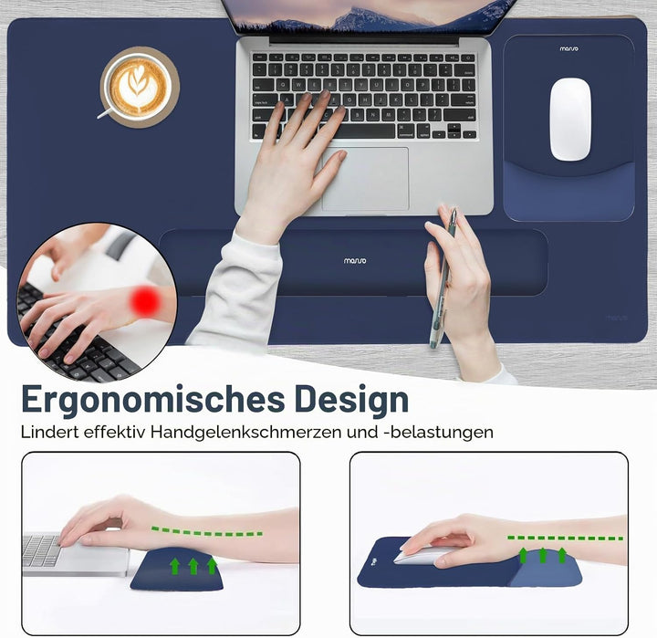 MOSISO Tastatur Mauspad Set,Grosses Mauspad&amp;Rechteckige Tastatur Handgelenkauflage mit Handgelenkauf
