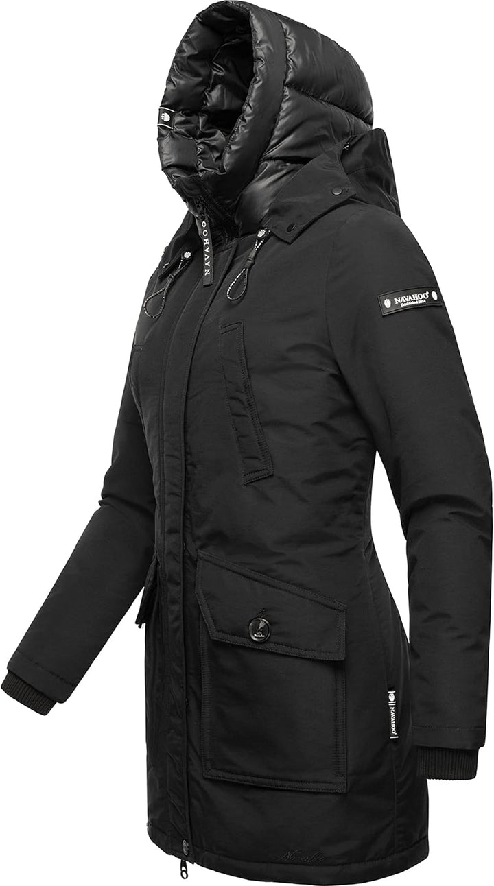 Navahoo Damen Warmer Winter Kurzmantel Blizzardstorm XS-3XL S Schwarz, S Schwarz