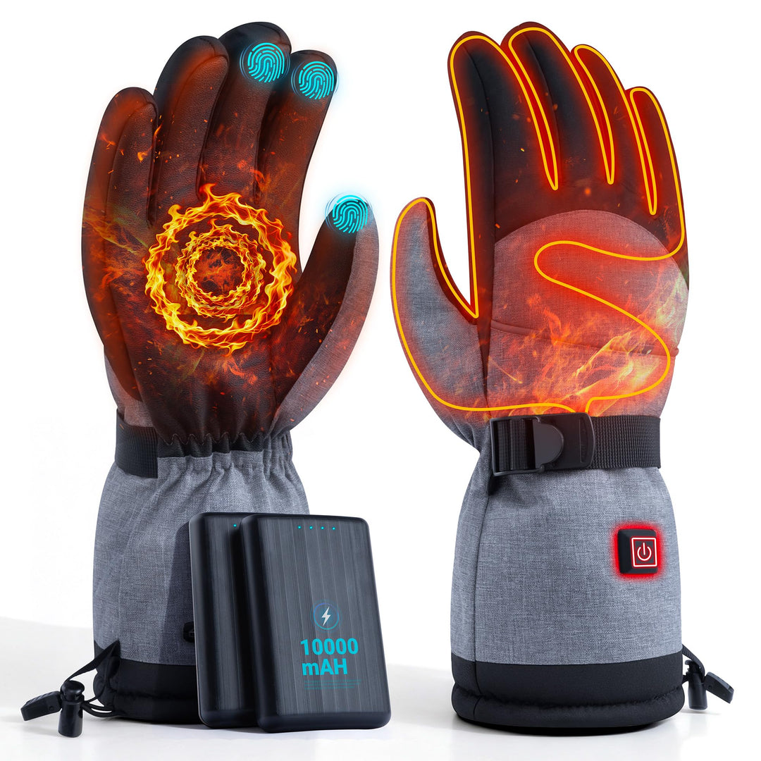 ALLJOY Beheizbare Handschuhe, 10000mAh Beheizte Handschuhe Wiederaufladbar mit 3 Heizstufen, Geschen