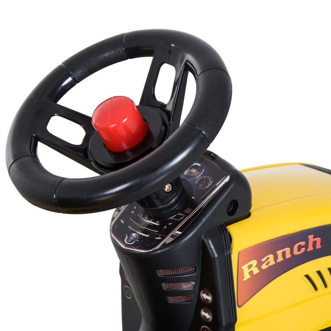 HOMCOM Trettraktor mit Anhänger Tretauto Traktor mit Anhänger ab 3 Jahre Spielzeug Kinder Gelb 133 x