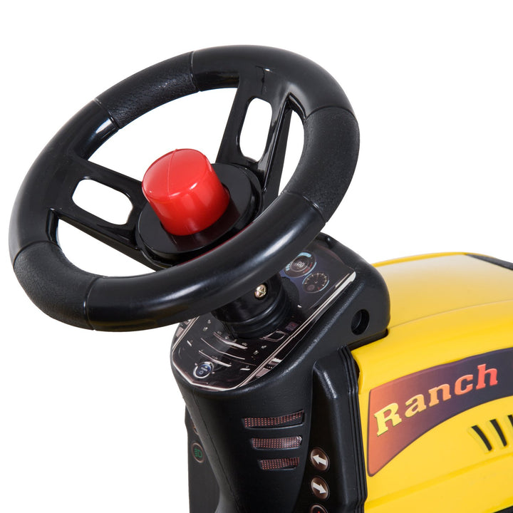 HOMCOM Trettraktor mit Anhänger Tretauto Traktor mit Anhänger ab 3 Jahre Spielzeug Kinder Gelb 133 x