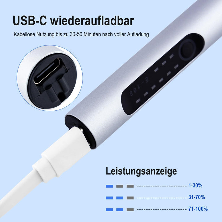 Mcbazel Elektrischer Gravierstift, USB Wiederaufladierbar Gravur Werkzeug Kit, Graveur Gravurwerkzeu