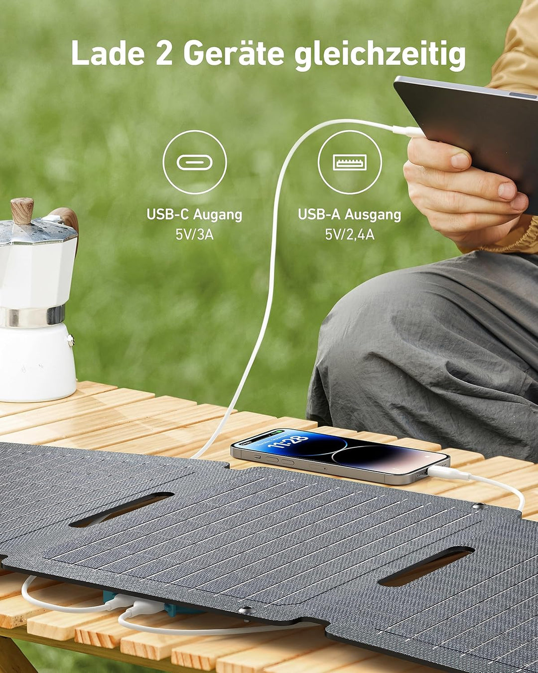 Anker SOLIX PS30 Faltbares Solarpanel 30W, tragbares Outdoor Solarladegerät, IP65 Wasserdicht, Schne