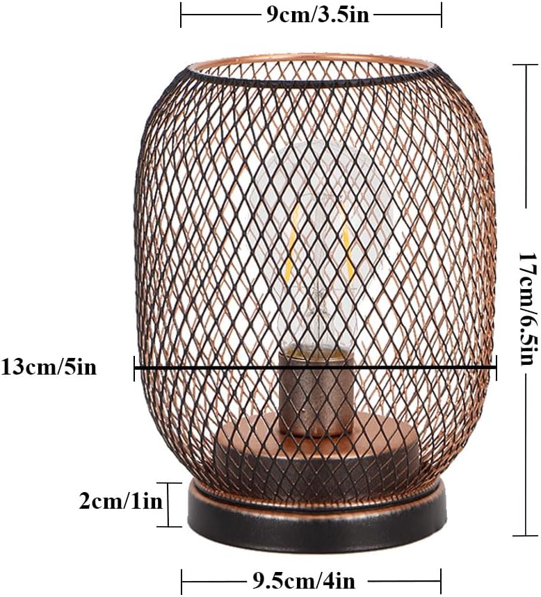 TRIROCKS Set Von 2 Batteriebetriebene Tischlampe Metallkäfig Kabellose Laterne Mit LED Birne Oval Vi