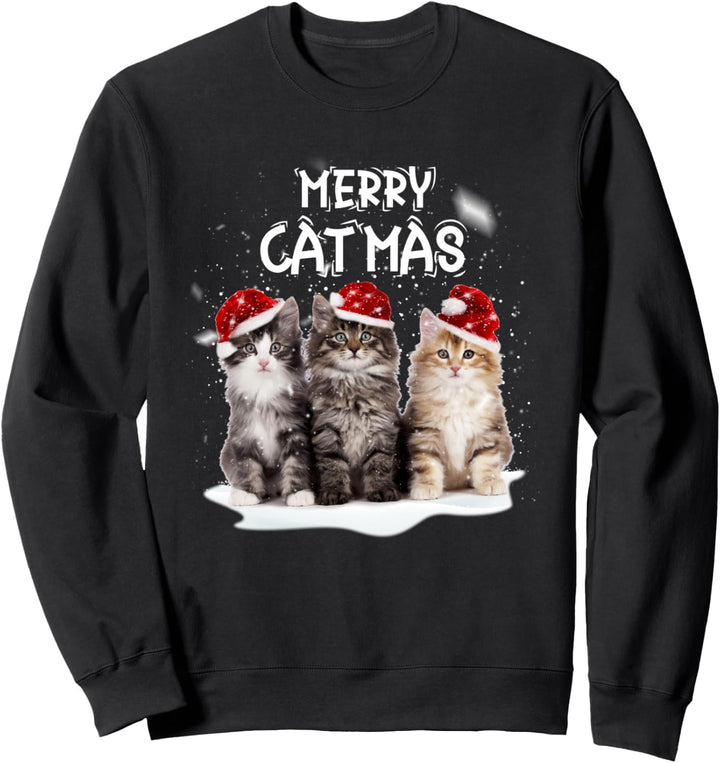 Merry Catmas Cat Weihnachten Katzen Deko Xmas Kitten Katze Sweatshirt