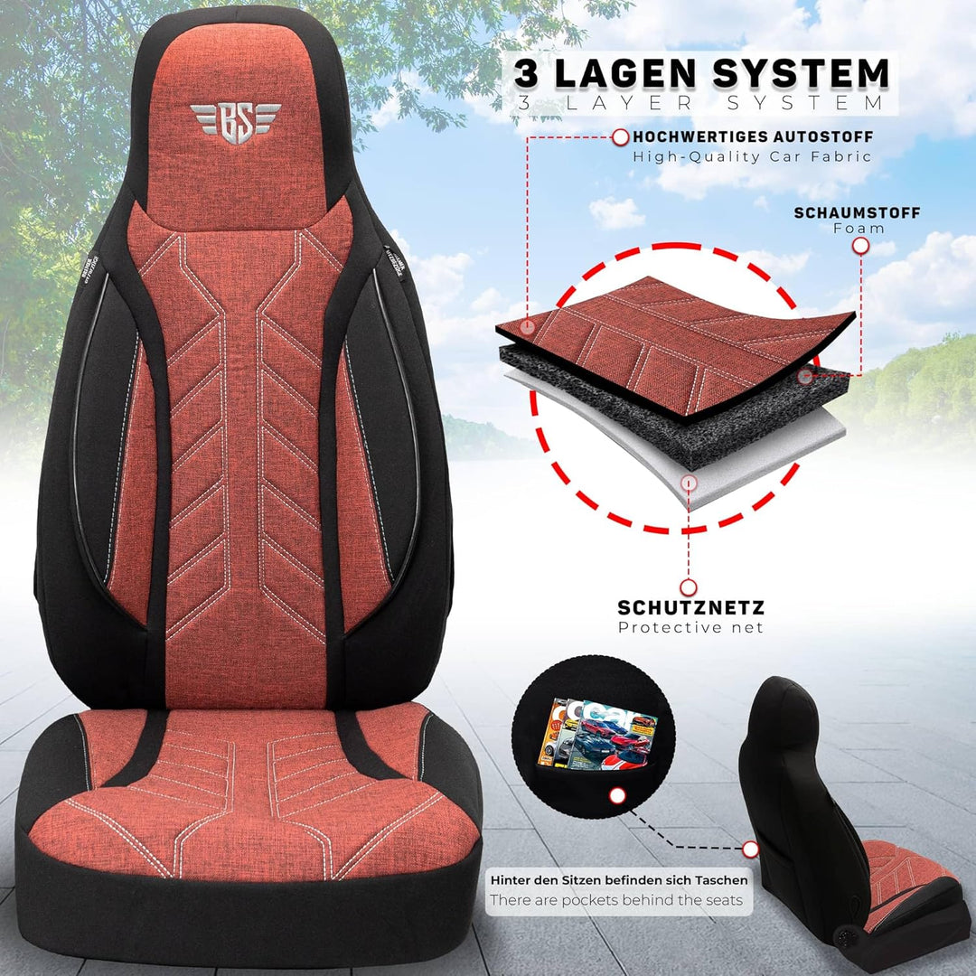 BREMER SITZBEZÜGE Mass Sitzbezüge Schonbezüge für Skoda Fabia Monte Carlo PLKT202 PLKT202 - Schwarz/