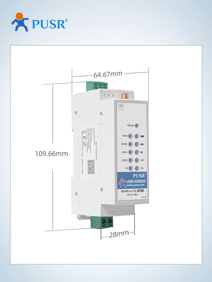USR-DR502-E Europe HTTP MQTT GSM SMS 4G LTE Cat 1 Modem mit SIM Karte Slot unterstützen IoT Plattfor