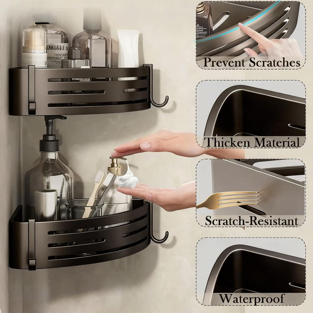 Duschablage ohne Bohren - Der perfekte Badezimmer Organizer! Eckregal für Dusche & Bad mit 4 Haken.